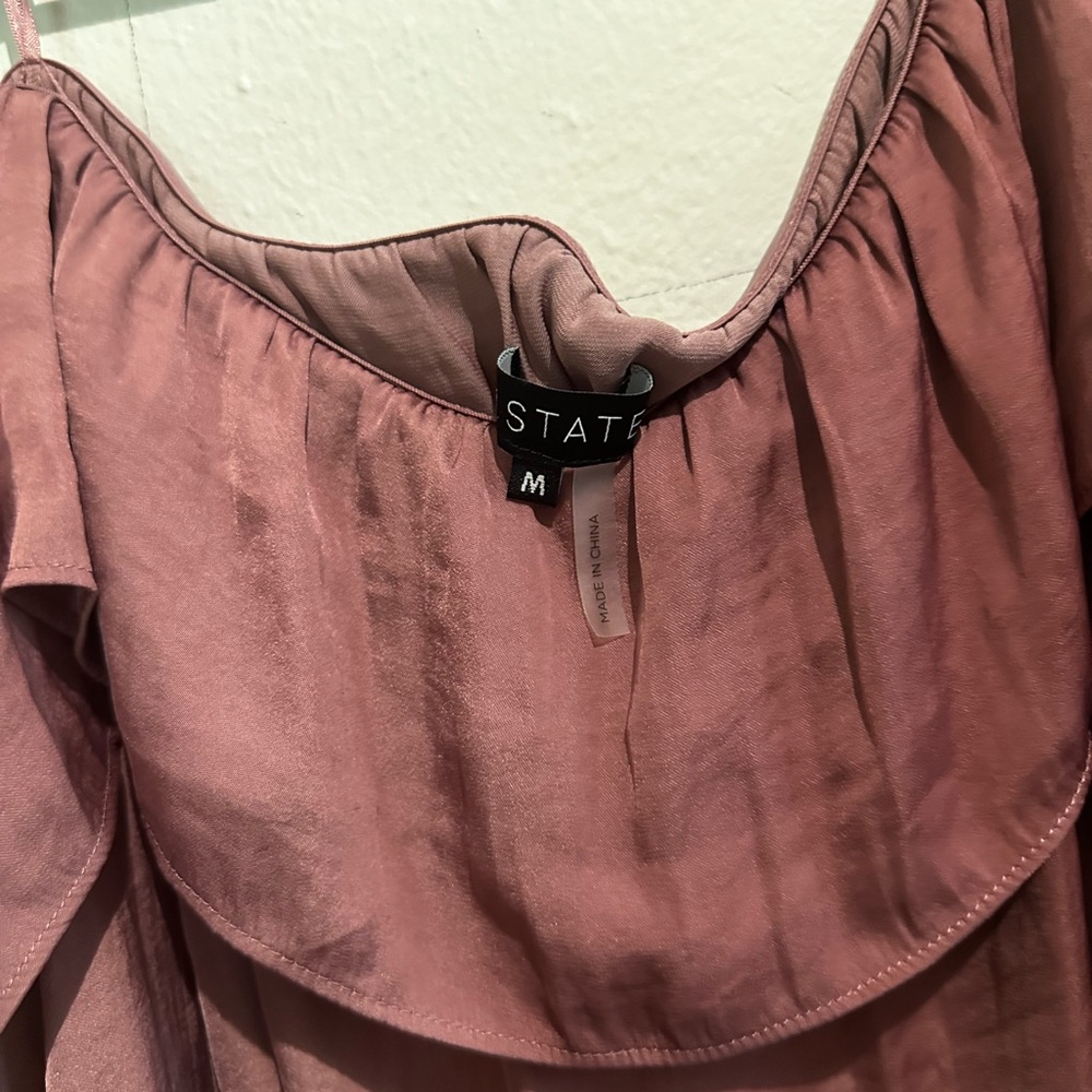 1. State Mauve Off-Shoulder Ruffle Blouse - Picture 2 of 6